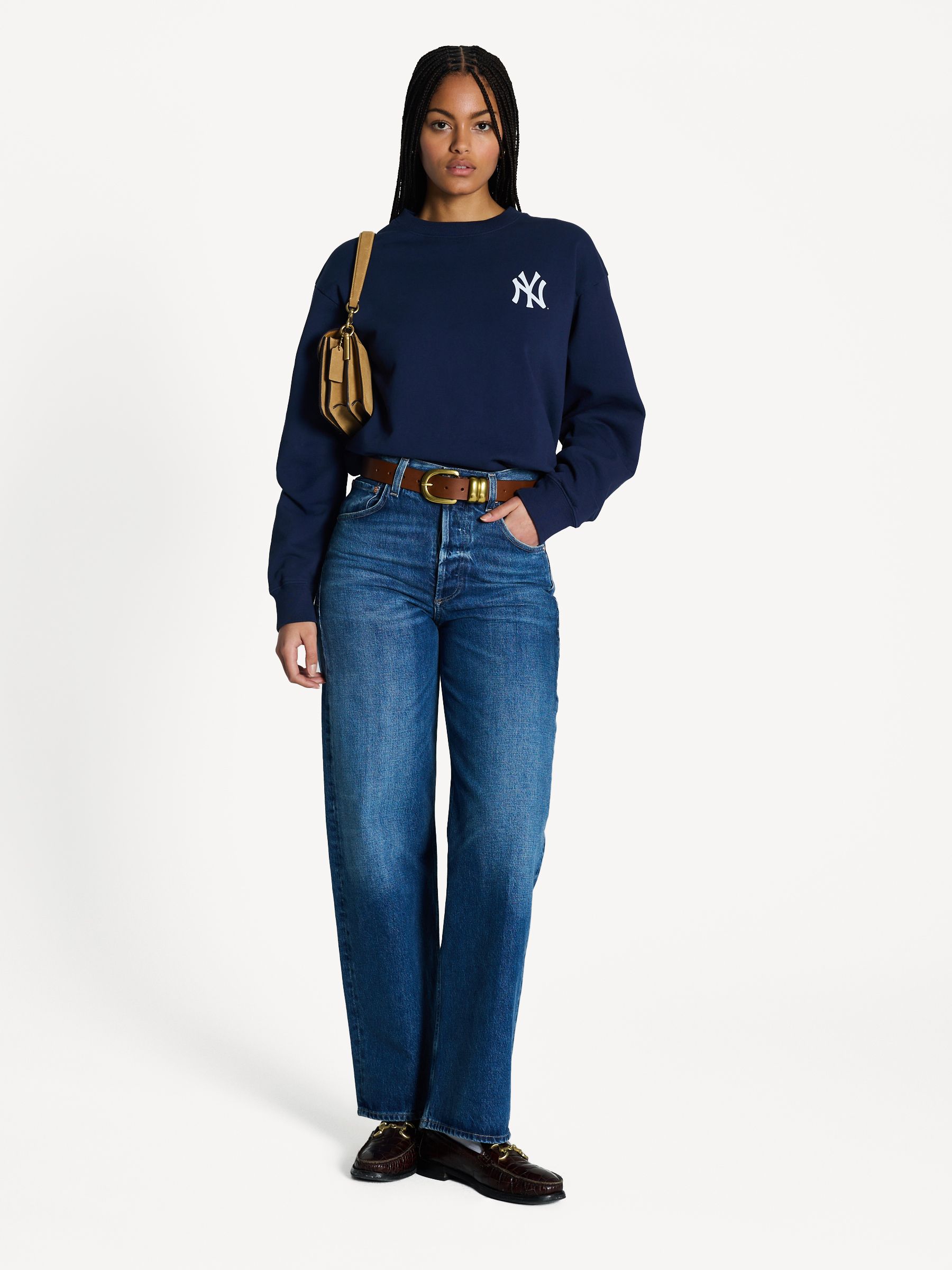 Buy Sporty & Rich Blue Yankees Serif Crewneck Sweatshirt from the 