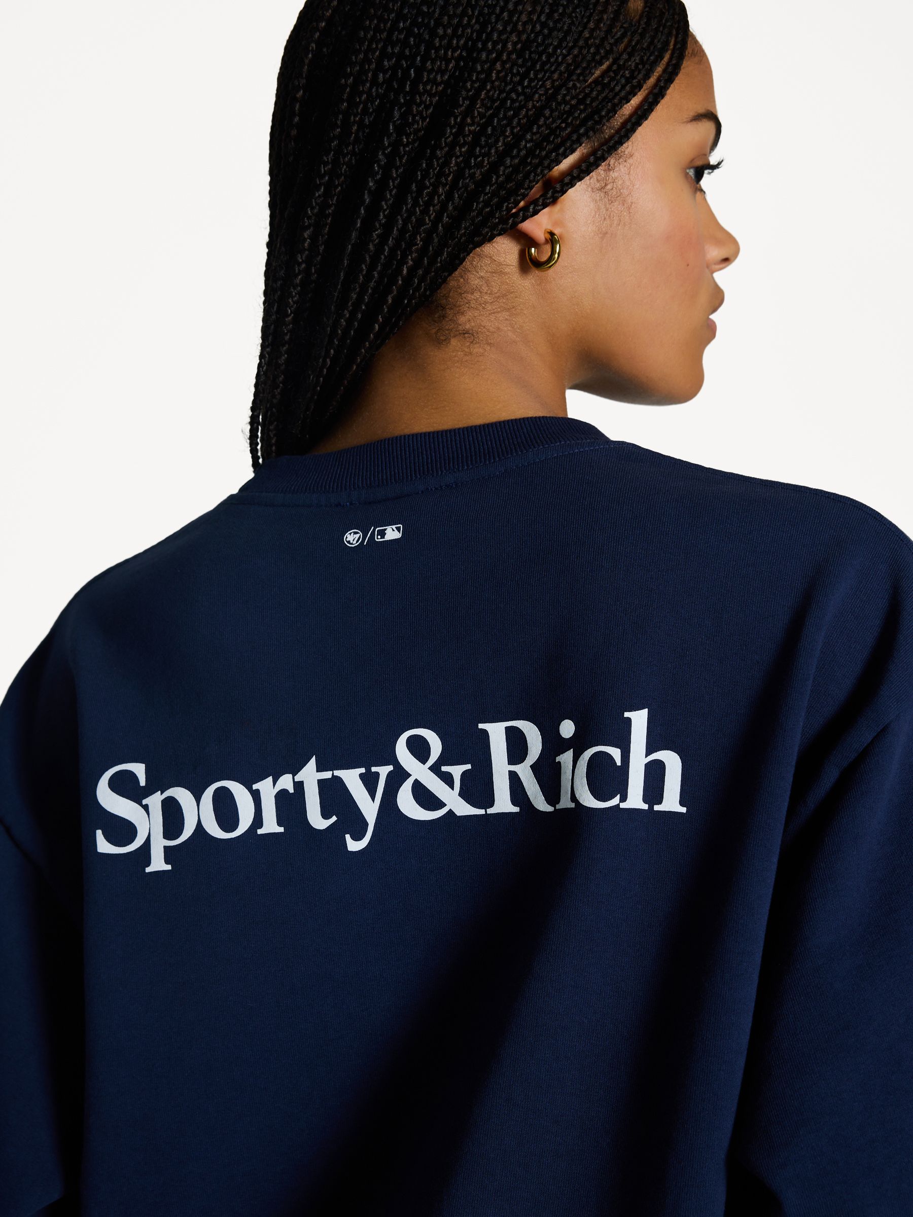 Buy Sporty & Rich Blue Yankees Serif Crewneck Sweatshirt from the 