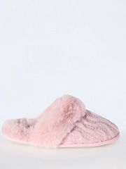 Boux Avenue Pink Cable Knit Mules - Image 2 of 5