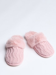 Boux Avenue Pink Cable Knit Mules - Image 4 of 5