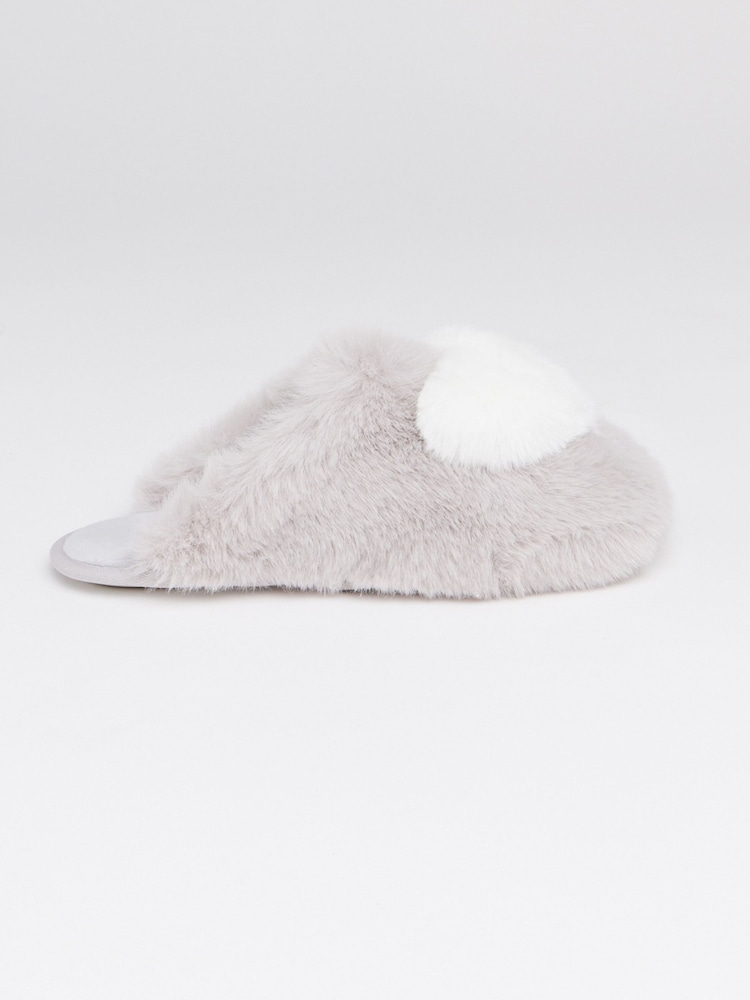 Boux Avenue Grey Heart Mules Slippers - Image 2 of 5