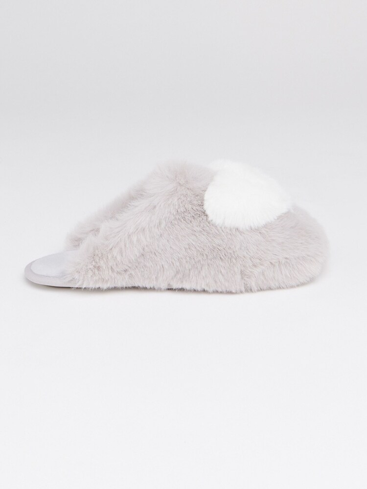 Boux Avenue Grey Heart Mules Slippers - Image 2 of 5 Boux Avenue Grey Heart Mules Slippers - Image 2 of 5