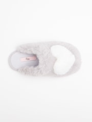Boux Avenue Grey Heart Mules Slippers - Image 3 of 5
