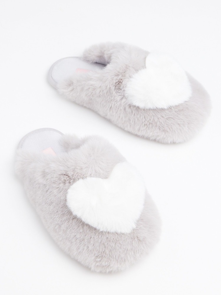 Boux Avenue Grey Heart Mules Slippers - Image 5 of 5