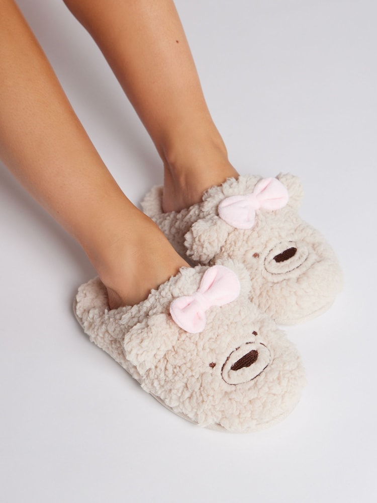 Boux Avenue Teddy Nude Mules Slippers - Image 1 of 6 Boux Avenue Teddy Nude Mules Slippers - Image 1 of 6