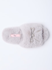 Boux Avenue Grey Bow Embellished Slider Slippers - Image 3 of 5
