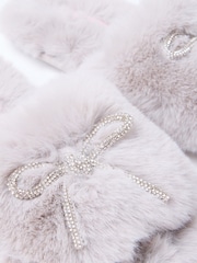 Boux Avenue Grey Bow Embellished Slider Slippers - Image 5 of 5