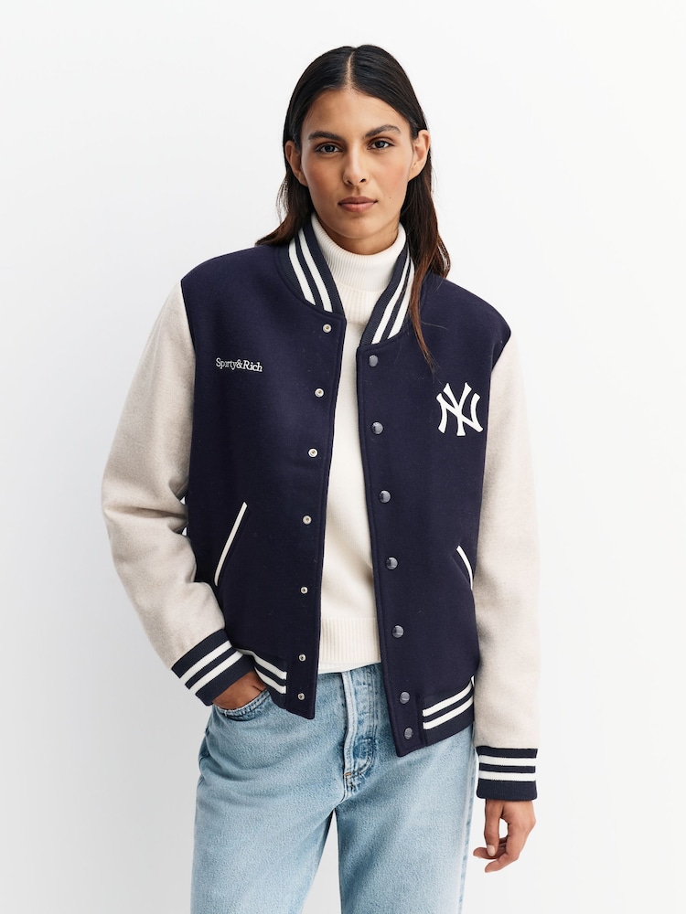 Sporty & Rich Blue Champions Wool Varsity Jacket - Image 1 of 7
