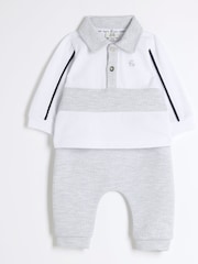 River Island fantovska polo majica Jacquard 100% Cotton Polo Shirt komplet - Slika 3 iz 5