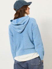 FatFace Blue Lana Laundered Knitted 100% Cotton Hoodie - Image 2 of 10
