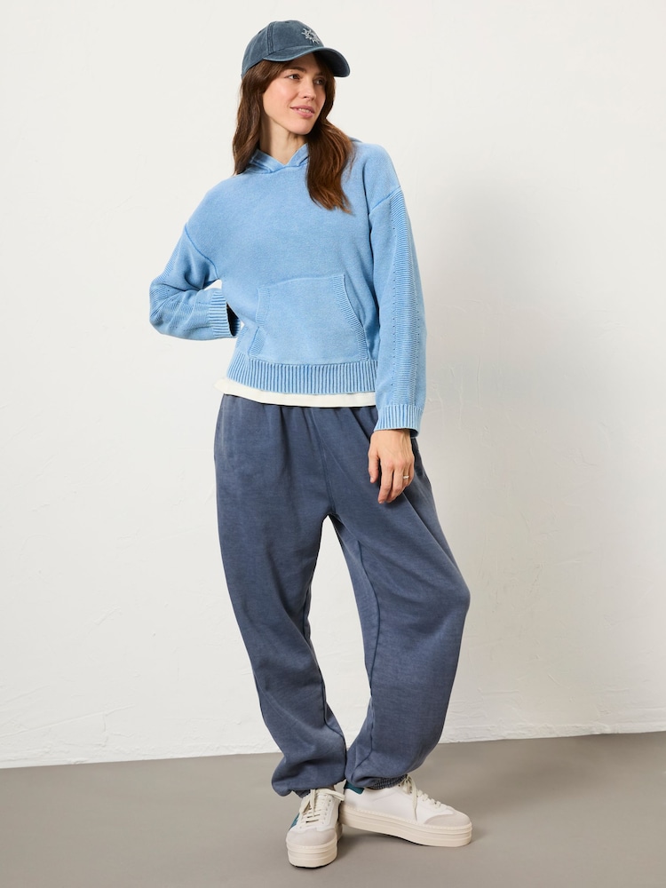 FatFace Blue Lana Laundered Knitted 100% Cotton Hoodie - Image 3 of 10
