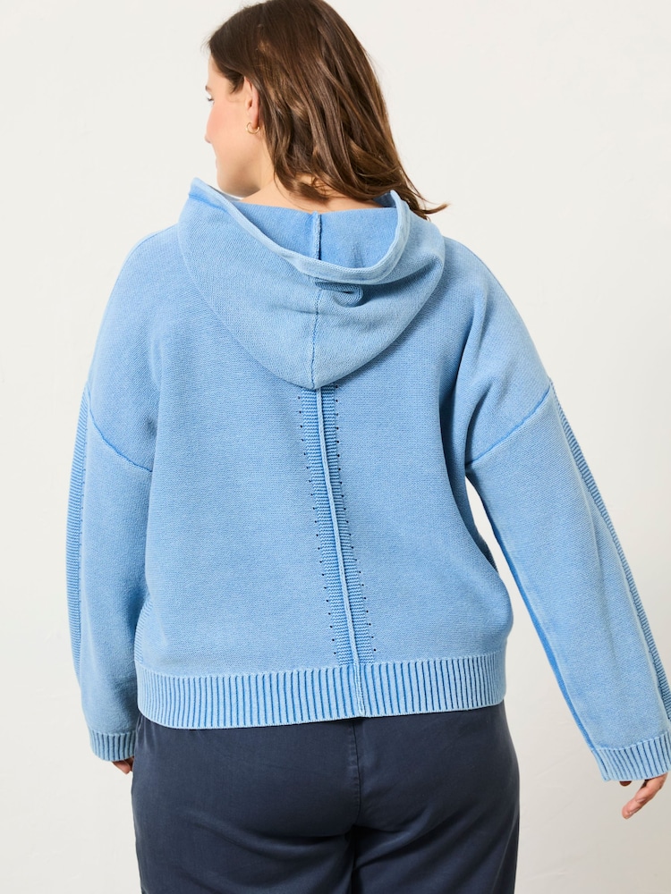 FatFace Blue Lana Laundered Knitted 100% Cotton Hoodie - Image 7 of 10