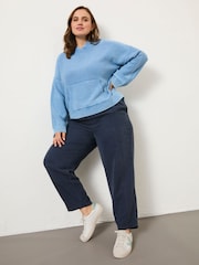 FatFace Blue Lana Laundered Knitted 100% Cotton Hoodie - Image 8 of 10