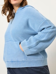FatFace Blue Lana Laundered Knitted 100% Cotton Hoodie - Image 9 of 10