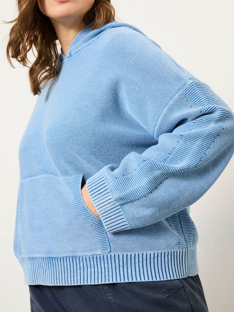FatFace Blue Lana Laundered Knitted 100% Cotton Hoodie - Image 9 of 10