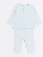 River Island Blue Baby Boys Grandad Rib Top and Leggings Set - Image 3 of 5
