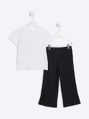 River Island White Girls Love Bracelet 100% Cotton T-Shirt and Leggings Set - Image 2 of 5