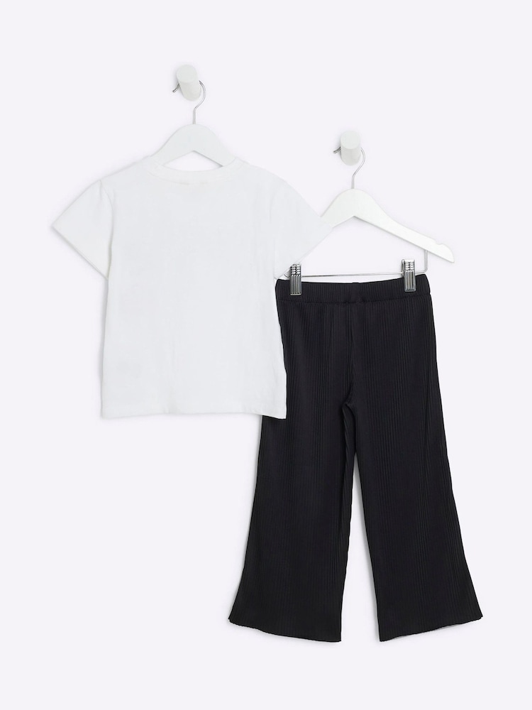 River Island White Girls Love Bracelet 100% Cotton T-Shirt and Leggings Set - Image 2 of 5 River Island White Girls Love Bracelet 100% Cotton T-Shirt and Leggings Set - Image 2 of 5