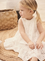 White Sleeveless Broderie Summer Dress (3mths-8yrs) - Image 2 of 9