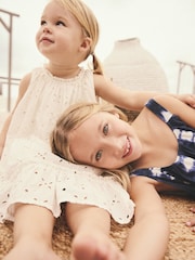 White Sleeveless Broderie Summer Dress (3mths-8yrs) - Image 3 of 9