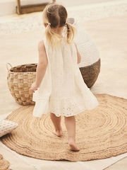 White Sleeveless Broderie Summer Dress (3mths-8yrs) - Image 4 of 9