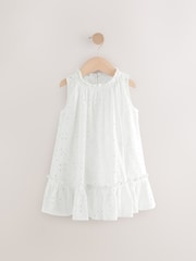 White Sleeveless Broderie Summer Dress (3mths-8yrs) - Image 6 of 9