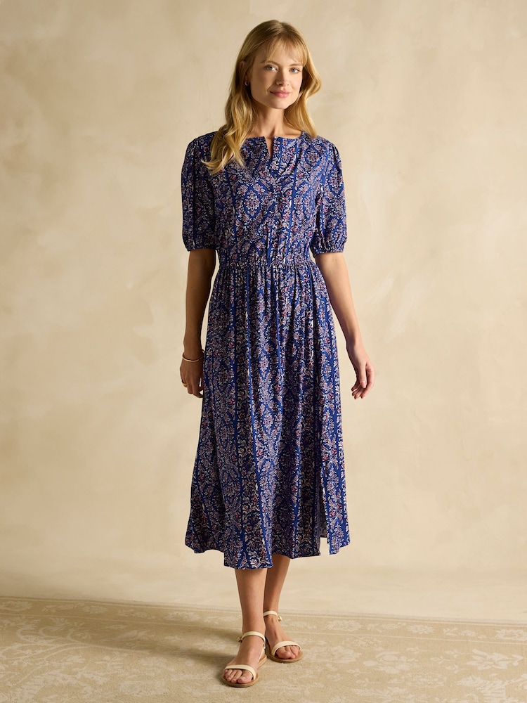Joules Adele Blue Midi Dress - Image 1 of 6