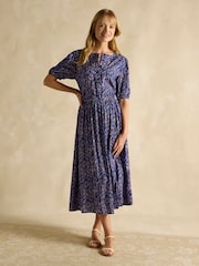 Joules Adele Blue Midi Dress - Image 3 of 6