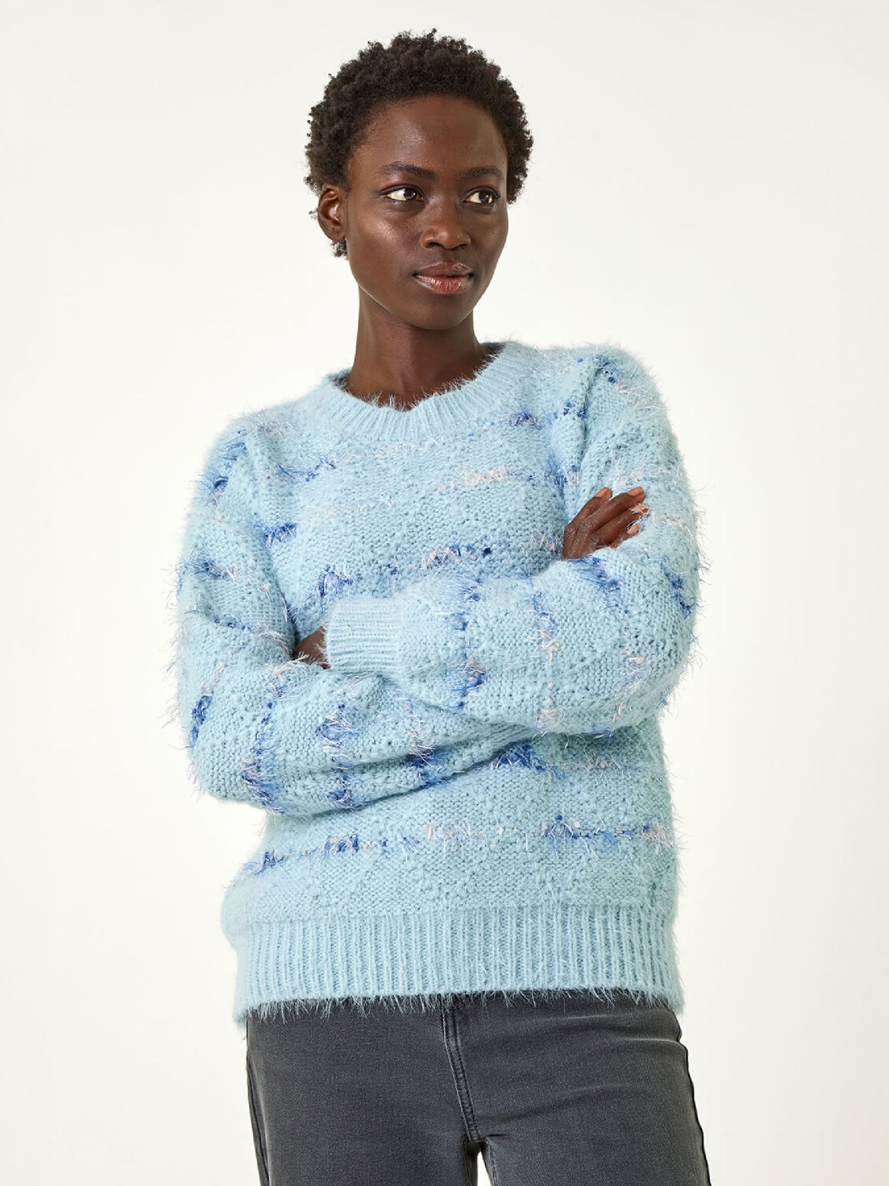 Buy Roman Blue Stripe Fluffy Knit Jumper from the Next UK online shop