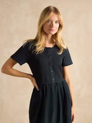 Joules Mila Navy Cotton Midi Dress - Image 3 of 7