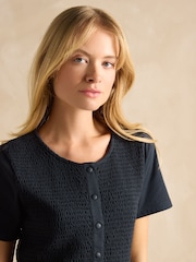 Joules Mila Navy Cotton Midi Dress - Image 5 of 7