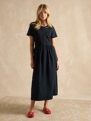 Joules Mila Navy Cotton Midi Dress - Image 6 of 7