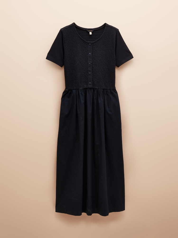Joules Mila Navy Cotton Midi Dress - Image 7 of 7