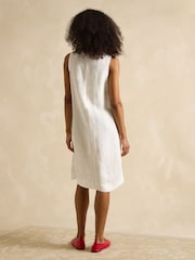Joules Delphine White Shift Dress With Linen - Image 2 of 7
