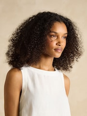Joules Delphine White Shift Dress With Linen - Image 3 of 7