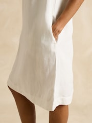 Joules Delphine White Shift Dress With Linen - Image 5 of 7