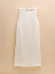 Joules Delphine White Shift Dress With Linen - Image 7 of 7