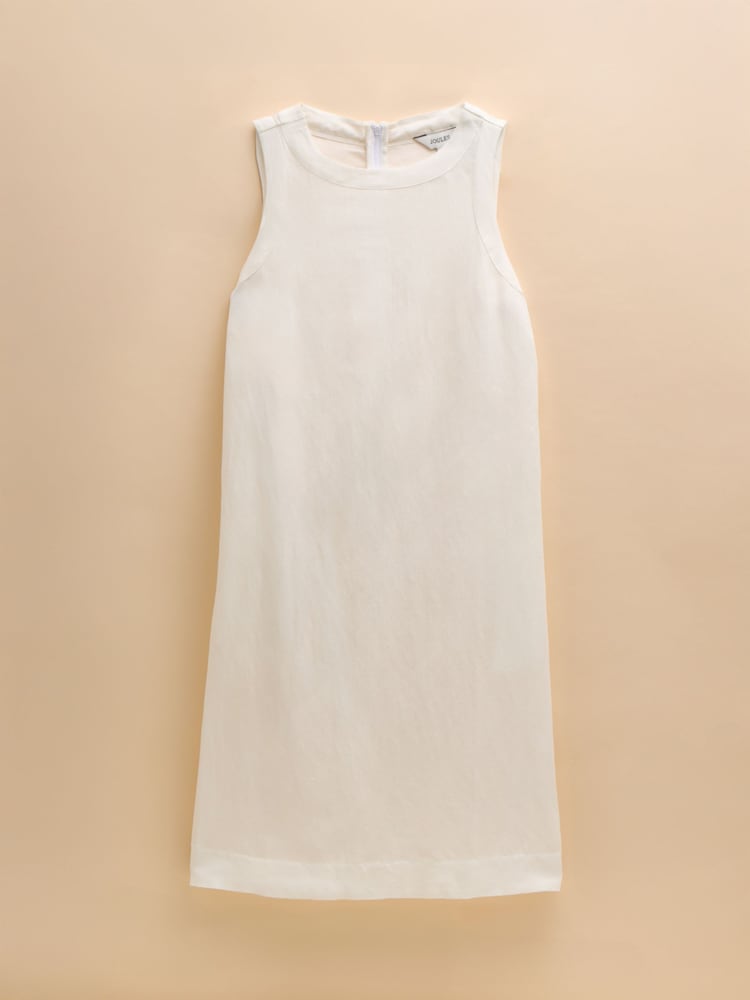 Joules Delphine White Shift Dress With Linen - Image 7 of 7