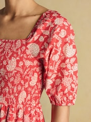 Joules Billie Red Cotton Midi Dress - Image 4 of 9