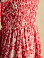 Joules Billie Red Cotton Midi Dress - Image 6 of 9
