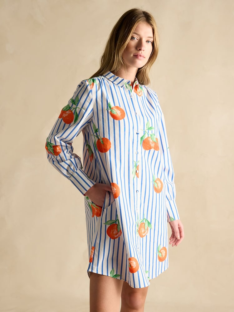 Оранжевый узор - Хлопковое платье-рубашка Joules Phoebe - Image 1 of 7
