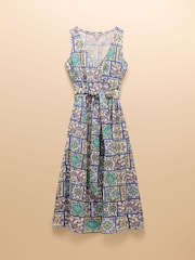 Eliza Blue Linen Wrap Dress - Image 1 of 1