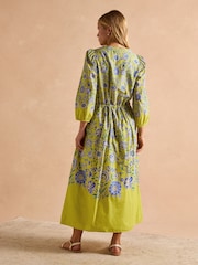 Joules Anais Yellow Cotton Maxi Dress - Image 2 of 8
