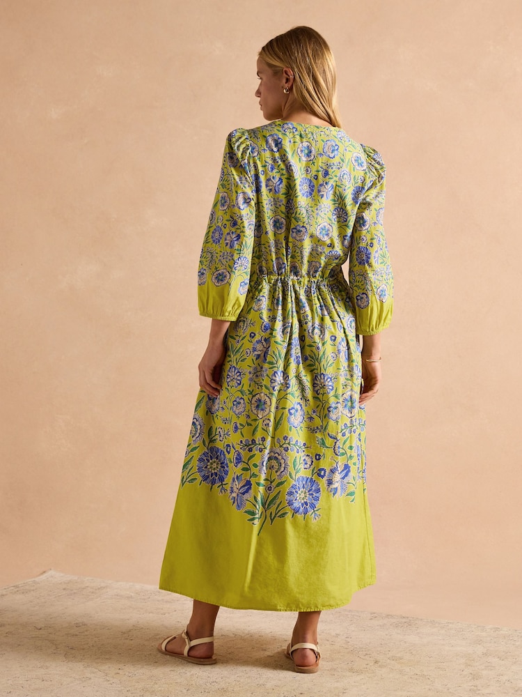 Joules Anais Yellow Cotton Maxi Dress - Image 2 of 8