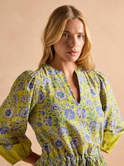 Joules Anais Yellow Cotton Maxi Dress - Image 3 of 8