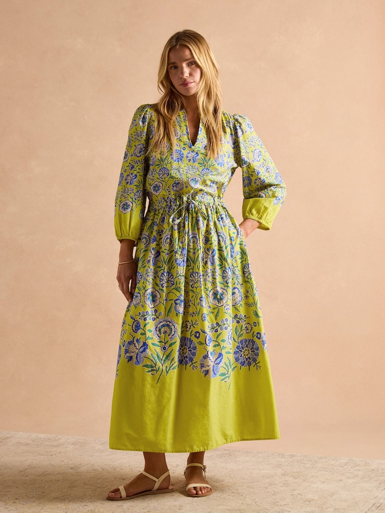 Joules Anais Yellow Cotton Maxi Dress - Image 5 of 8
