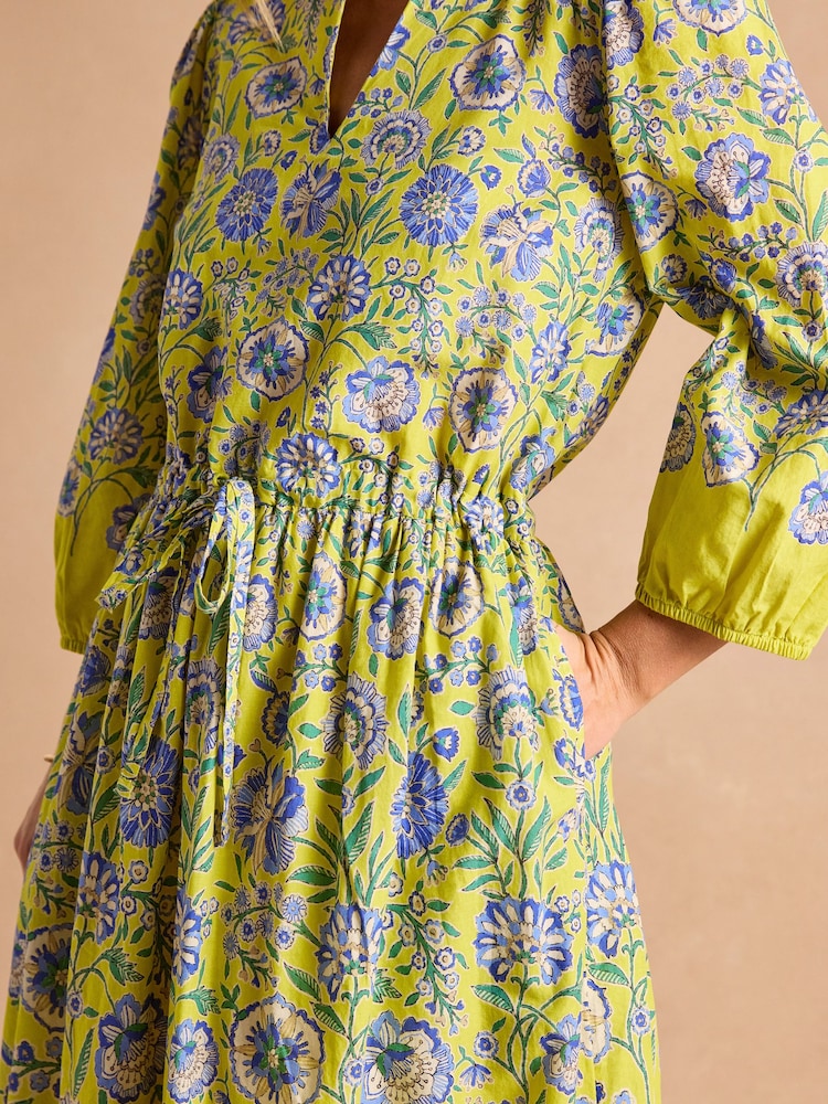 Joules Anais Yellow Cotton Maxi Dress - Image 6 of 8