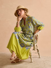 Joules Anais Yellow Cotton Maxi Dress - Image 7 of 8