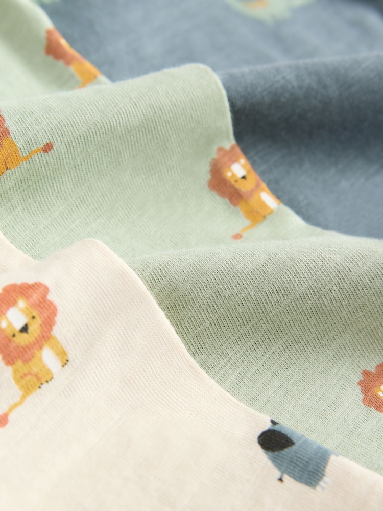 Blue/Ecru Mini Animal Short Pyjamas 3 Pack (9mths-8yrs) - Image 11 of 11