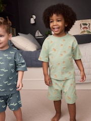 Blue/Ecru Mini Animal Short Pyjamas 3 Pack (9mths-8yrs) - Image 2 of 11